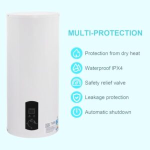 AOOUNGM Chauffe-eau éLectrique 60L, Chauffe-eau électrique vertical mural, Chauffe-eau à accumulation, 2000W Réservoir d'eau chaude, Chauffe-eau éLectrique Avec écran LED