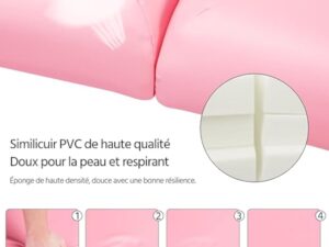 Abician Table de Massage Pliante Réglable en 8 Hauteurs Table de Massage Portable 3 Sections Pieds en Bois Massif Dossier Têtière Repose-Bras Hamac 213 x 80 x 84,5 cm Rose