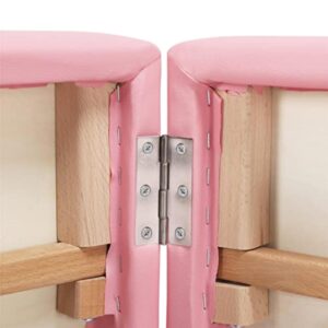 Abician Table de Massage Pliante Réglable en 8 Hauteurs Table de Massage Portable 3 Sections Pieds en Bois Massif Dossier Têtière Repose-Bras Hamac 213 x 80 x 84,5 cm Rose