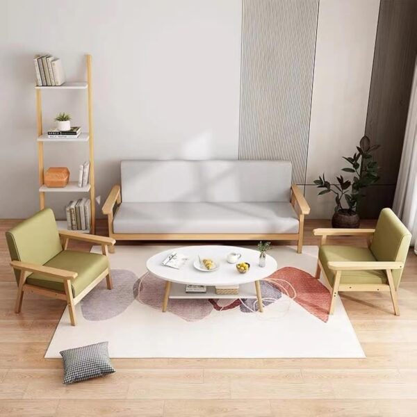 Anmas Power Table Basse Ovale Moderne Table,Double Couche en Bois avec étagère Épaisseur de la Planche 15 mm, Blanc End Table avec Pieds en pin pour Salon et Appartement(100x40x40) – Image 6
