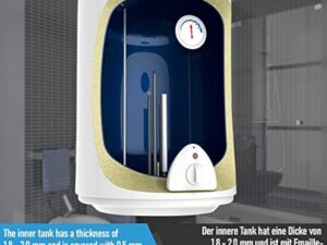 Aquamarin® Chauffe Eau Electrique - Capacité 50L, 220-240V, 1,5kW, Max 75°C, Economie d'Energie, Thermostat, Montage Vertical, Acier Emaillé - Chaudière Electrique, Réservoir, Salle de Bain