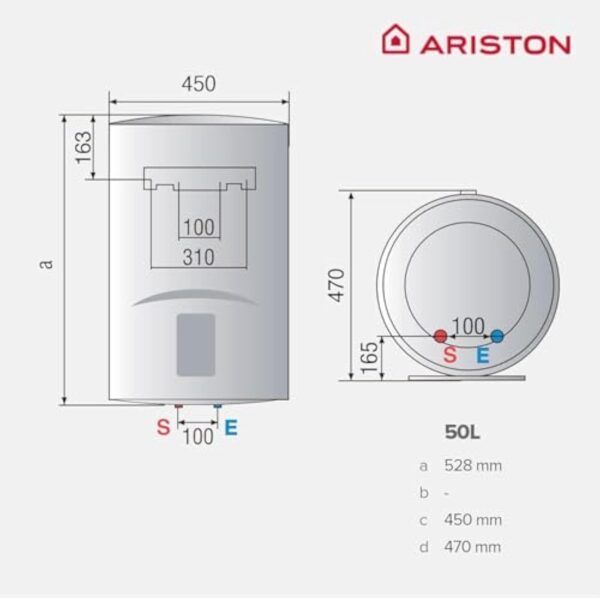 Ariston Lydos R - Chauffe-Eau électrique Vertical avec régulation Externe + Titane dans réservoir 48 x 45 x 56,8 cm Fabriqué pour Installation en Espagne 50 l – Image 5