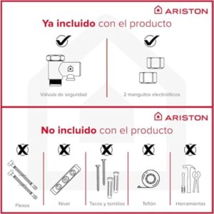 Ariston Lydos R - Chauffe-Eau électrique Vertical avec régulation Externe + Titane dans réservoir 48 x 45 x 56,8 cm Fabriqué pour Installation en Espagne 50 l