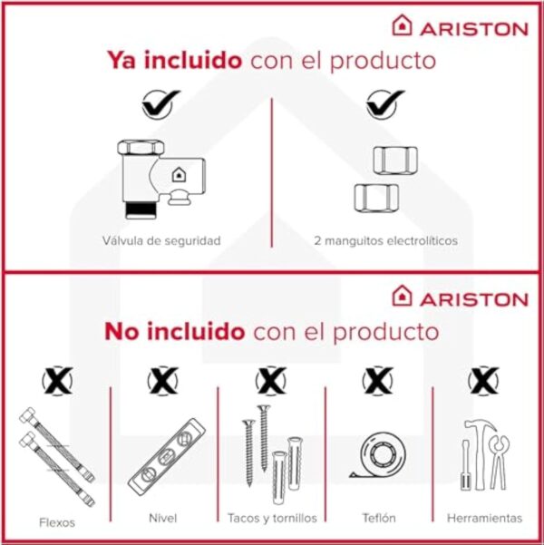 Ariston Lydos R - Chauffe-Eau électrique Vertical avec régulation Externe + Titane dans réservoir 48 x 45 x 56,8 cm Fabriqué pour Installation en Espagne 50 l – Image 7