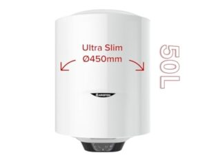 Ariston PRO 1 ECO, Chauffe-eau électrique vertical mural 50 litres, diamètre 450 mm - Conçu et fabriqué pour être installé en France. Blanc