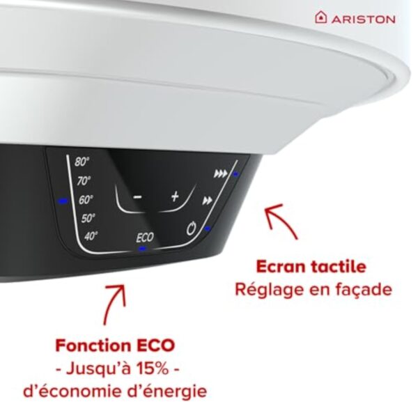 Ariston PRO 1 ECO, Chauffe-eau électrique vertical mural 50 litres, diamètre 450 mm - Conçu et fabriqué pour être installé en France. Blanc – Image 4