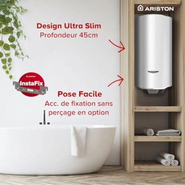 Ariston PRO 1 ECO, Chauffe-eau électrique vertical mural 50 litres, diamètre 450 mm - Conçu et fabriqué pour être installé en France. Blanc – Image 8