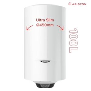 Ariston PRO1 ECO 100L - Chauffe-eau Electrique Vertical Mural Ø450 mm - Intelligent Fonction ECO - Classe B - Conçu et fabriqué pour être installé en France