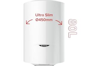 Ariston PRO1 ECO 80L - Chauffe-eau Electrique Vertical Mural Ø450 mm - Intelligent Fonction ECO - Classe B - Conçu et fabriqué pour être installé en France