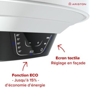 Ariston PRO1 ECO 100L - Chauffe-eau Electrique Vertical Mural Ø450 mm - Intelligent Fonction ECO - Classe B - Conçu et fabriqué pour être installé en France