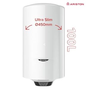 Ariston PRO1 ECO 100L - Chauffe-eau Electrique Vertical Mural Ø450 mm - Intelligent Fonction ECO - Classe B - Conçu et fabriqué pour être installé en France
