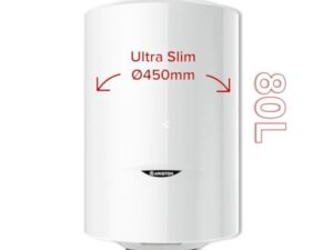 Ariston PRO1 ECO 80L - Chauffe-eau Electrique Vertical Mural Ø450 mm - Intelligent Fonction ECO - Classe B - Conçu et fabriqué pour être installé en France