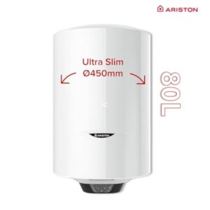 Ariston PRO1 ECO 80L - Chauffe-eau Electrique Vertical Mural Ø450 mm - Intelligent Fonction ECO - Classe B - Conçu et fabriqué pour être installé en France