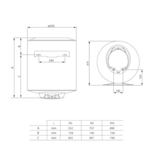 Ariston PRO1 ECO 100L - Chauffe-eau Electrique Vertical Mural Ø450 mm - Intelligent Fonction ECO - Classe B - Conçu et fabriqué pour être installé en France