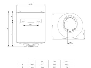 Ariston PRO1 ECO 80L - Chauffe-eau Electrique Vertical Mural Ø450 mm - Intelligent Fonction ECO - Classe B - Conçu et fabriqué pour être installé en France