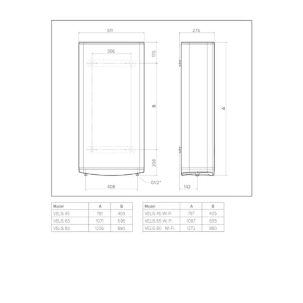 Ariston VELIS DUNE 80 litres - Chauffe-eau électrique Ultra-Plat - 13% d’Economies d’Energie - Conçu et fabriqué pour être installé en France. – Image 5