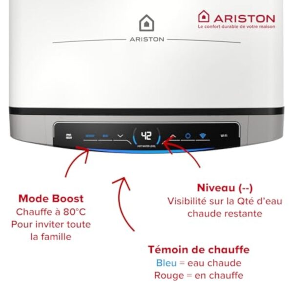 Ariston Velis Evo Dune Dry WiFi 45L – Chauffe-Eau Plat Intelligent – Gain de place Ultra-Plat 27cm – Multiposition – 25% d'Économie d'Énergie – Flexibilité Énergétique – Installation en France – Image 6