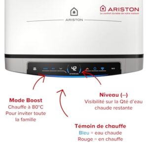 Ariston Velis Evo Dune Dry WiFi 65L – Chauffe-Eau Plat Intelligent – Gain de place Ultra-Plat 27cm – Multiposition – 25% d'Économie d'Énergie – Flexibilité Énergétique – Installation en France