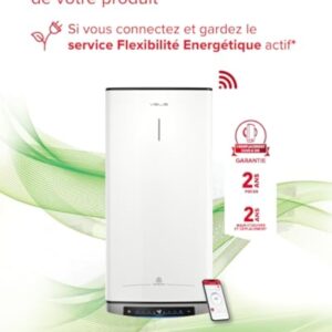 Ariston Velis Evo Dune Dry WiFi 45L – Chauffe-Eau Plat Intelligent – Gain de place Ultra-Plat 27cm – Multiposition – 25% d'Économie d'Énergie – Flexibilité Énergétique – Installation en France