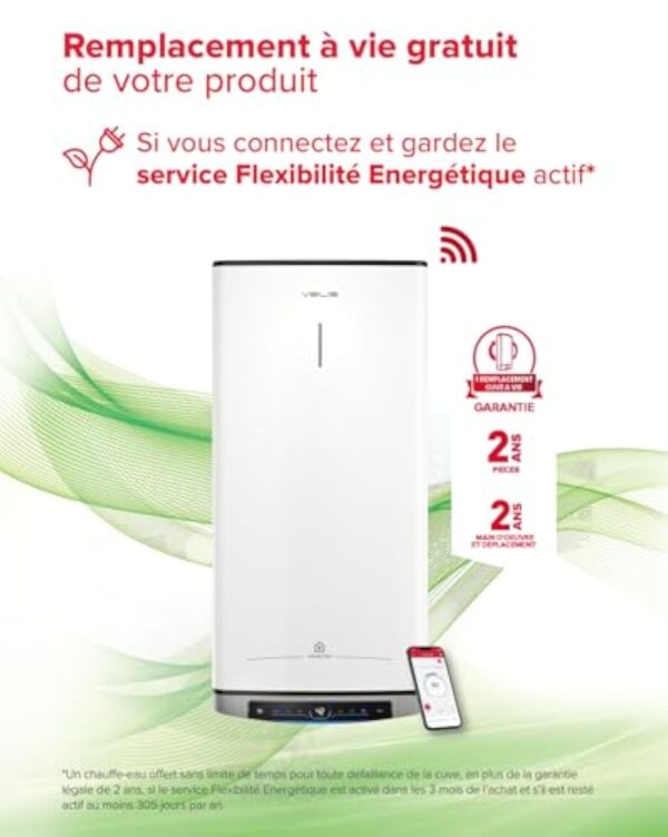 Ariston Velis Evo Dune Dry WiFi 65L – Chauffe-Eau Plat Intelligent – Gain de place Ultra-Plat 27cm – Multiposition – 25% d'Économie d'Énergie – Flexibilité Énergétique – Installation en France – Image 7
