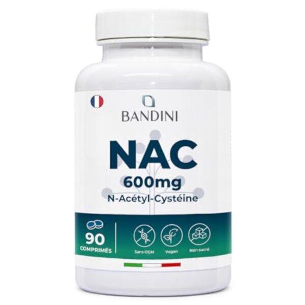 Bandini® NAC N-Acétyl-Cystéine 600 mg - Haute Biodisponibilité - Antioxydant, Synthèse du Glutathion - Soutient le système immunitaire - Sans Additifs - 100% Vegan - 90 Comprimés avec Acetyl Cysteine
