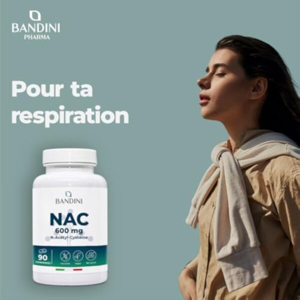 Bandini® NAC N-Acétyl-Cystéine 600 mg - Haute Biodisponibilité - Antioxydant, Synthèse du Glutathion - Soutient le système immunitaire - Sans Additifs - 100% Vegan - 90 Comprimés avec Acetyl Cysteine – Image 3