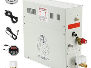 CGOLDENWALL 6 KW Générateur Vapeur Douche 220V pour Maison, pour Sauna/Douche/Bain/SPA, avec Drainage Automatique, Régulateur Digital à LED-Thermostat Automatique 35-55℃ pour un Espace de 6m³
