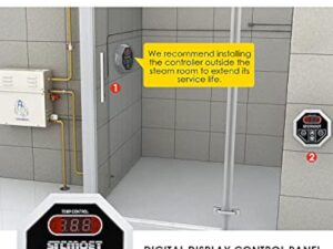 CGOLDENWALL 6 KW Générateur Vapeur Douche 220V pour Maison, pour Sauna/Douche/Bain/SPA, avec Drainage Automatique, Régulateur Digital à LED-Thermostat Automatique 35-55℃ pour un Espace de 6m³