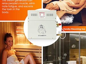 CGOLDENWALL 6 KW Générateur Vapeur Douche 220V pour Maison, pour Sauna/Douche/Bain/SPA, avec Drainage Automatique, Régulateur Digital à LED-Thermostat Automatique 35-55℃ pour un Espace de 6m³