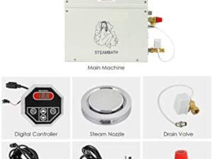 CGOLDENWALL 6 KW Générateur Vapeur Douche 220V pour Maison, pour Sauna/Douche/Bain/SPA, avec Drainage Automatique, Régulateur Digital à LED-Thermostat Automatique 35-55℃ pour un Espace de 6m³