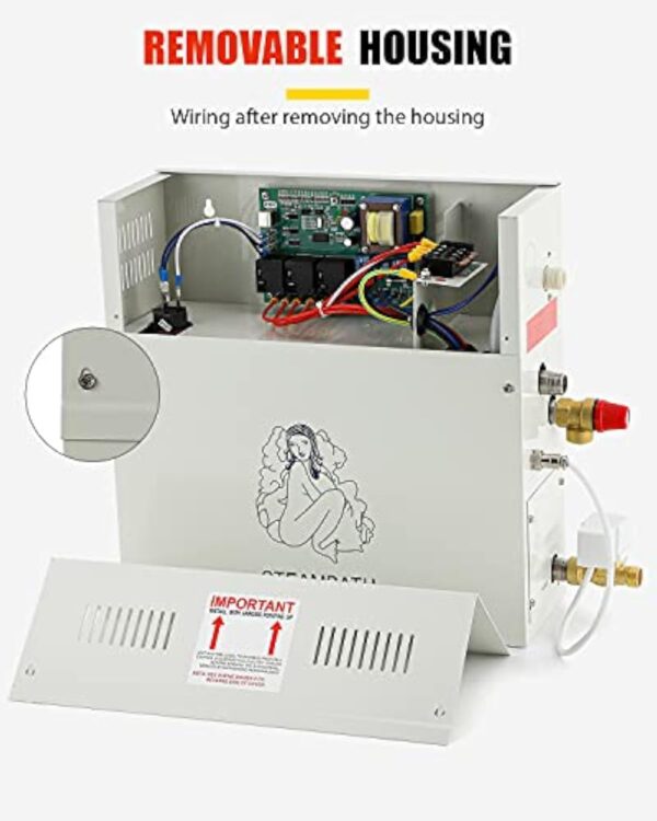 CGOLDENWALL 6 KW Générateur Vapeur Douche 220V pour Maison, pour Sauna/Douche/Bain/SPA, avec Drainage Automatique, Régulateur Digital à LED-Thermostat Automatique 35-55℃ pour un Espace de 6m³ – Image 9