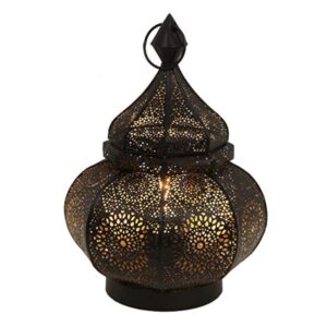 Casa Moro | Lampe de table orientale marocaine Asif hauteur 30 cm en noir avec douille E14 | Lampe de chevet en métal comme en 1001 nuit | Belle décoration de Noël | LN2070
