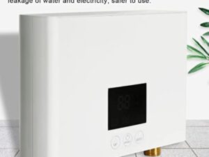 Chauffe-Eau Instantané 3KW Mini Chauffe-Eau Électrique Sans Réservoir Mural avec Affichage LED Réglage de la Température à 3 Niveaux Télécommande pour Maison Cuisine Salle de Bains