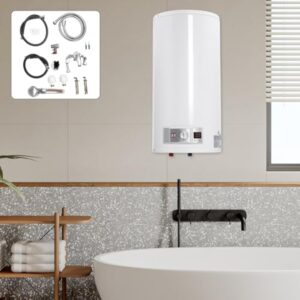 Chauffe-Eau Puissant Instantané Chauffe-eau Électrique à Réservoir Température Réglable Réservoir d'eau chaude murale 80L Pomme de Douche Salle de Bain 220V 2KW (50L)
