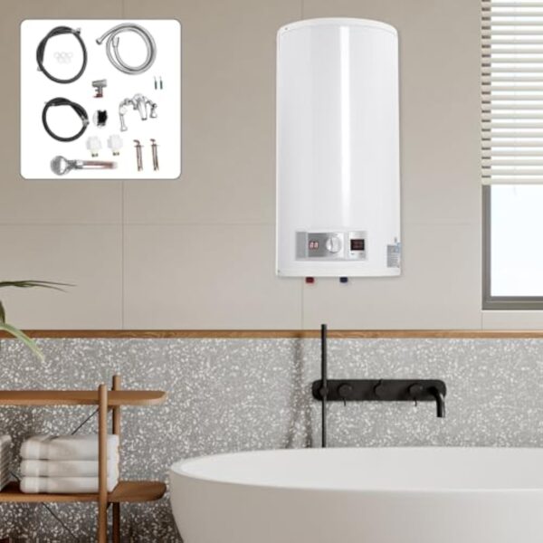 Chauffe-Eau Puissant Instantané Chauffe-eau Électrique à Réservoir Température Réglable Réservoir d'eau chaude murale 80L Pomme de Douche Salle de Bain 220V 2KW (50L) – Image 2