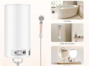 Chauffe-Eau éLectrique Appareil Avec Kit De Douche Chauffe Eau Instantané Electrique Ballon D'Eau Chaude Chaudiere Electrique Pour Douche,Salle De Bain (80L)