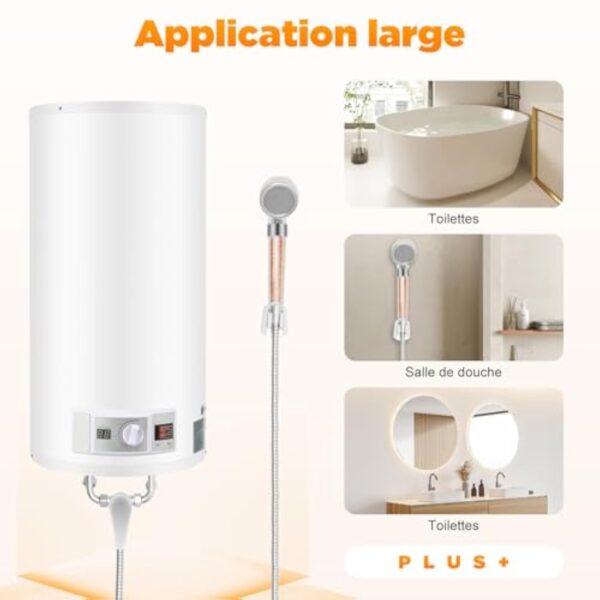 Chauffe-Eau éLectrique Appareil Avec Kit De Douche Chauffe Eau Instantané Electrique Ballon D'Eau Chaude Chaudiere Electrique Pour Douche,Salle De Bain (80L) – Image 9