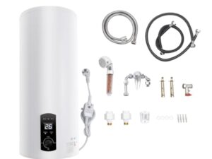 Chauffe-eau électrique - 60 l - Chauffe-eau électrique vertical - Avec écran LED - Pour cuisine, salle de bain, salon de coiffure