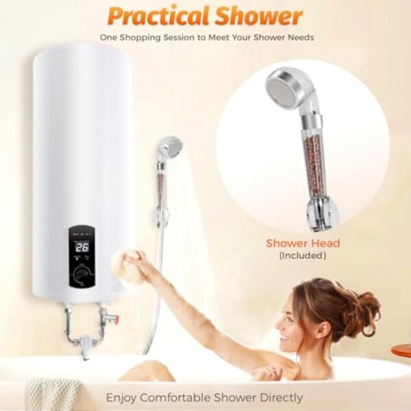 Chauffe-eau électrique - 60 l - Chauffe-eau électrique vertical - Avec écran LED - Pour cuisine, salle de bain, salon de coiffure – Image 10