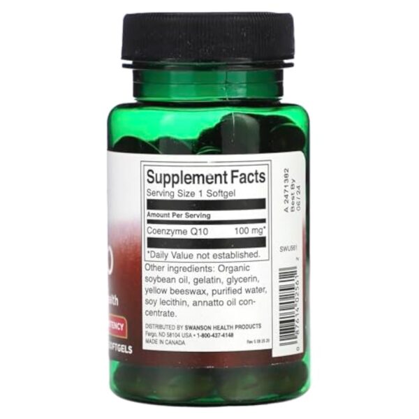 CoQ10, 100mg - 100 softgels – Image 3