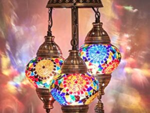 DEMMEX Lampe de chevet de table en mosaïque marocaine turque, 3 nuances, faite à la main, 53 cm