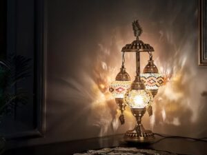 DEMMEX Lampe de chevet de table en mosaïque marocaine turque, 3 nuances, faite à la main, 53 cm