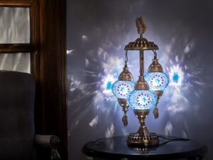 DEMMEX Lampe de chevet de table en mosaïque marocaine turque, 3 nuances, faite à la main, 53 cm