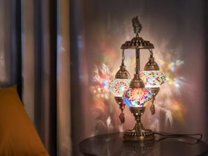 DEMMEX Lampe de chevet de table en mosaïque marocaine turque, 3 nuances, faite à la main, 53 cm