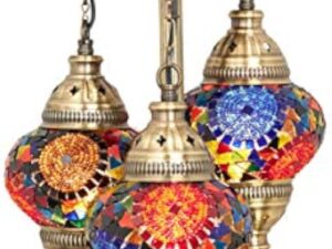 DEMMEX Lampe de chevet de table en mosaïque marocaine turque, 3 nuances, faite à la main, 53 cm