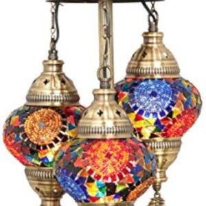 DEMMEX Lampe de chevet de table en mosaïque marocaine turque, 3 nuances, faite à la main, 53 cm