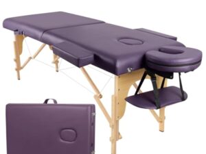 Eccellensedie Table de Massage Pliante Professionnelle - 2-Zone Bois Table Massage Portative pour Spa et Physiothérapie Tatouage (Violet)