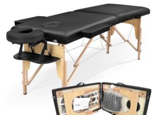 Eccellensedie Table de Massage Pliante Professionnelle - 2-Zone Bois Table Massage Portative pour Physiothérapie et Tatouage