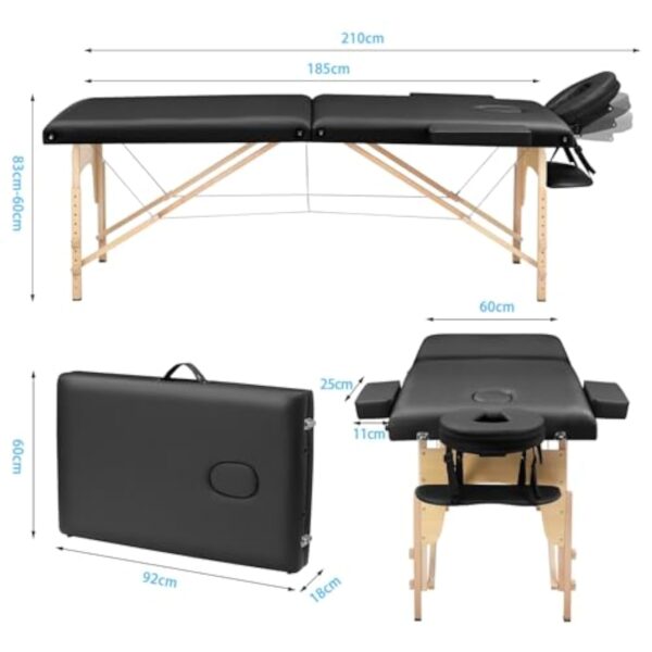 Eccellensedie Table de Massage Pliante Professionnelle - 2-Zone Bois Table Massage Portative pour Physiothérapie et Tatouage – Image 3