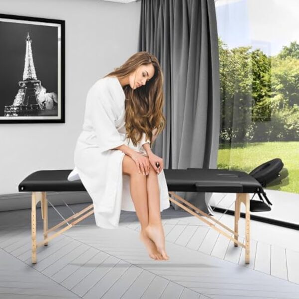 Eccellensedie Table de Massage Pliante Professionnelle - 2-Zone Bois Table Massage Portative pour Physiothérapie et Tatouage – Image 4